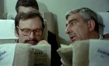Simon (Jean‑Louis Trintignant) in disguise with Charlot (Charles Gérard) in Le Voyou